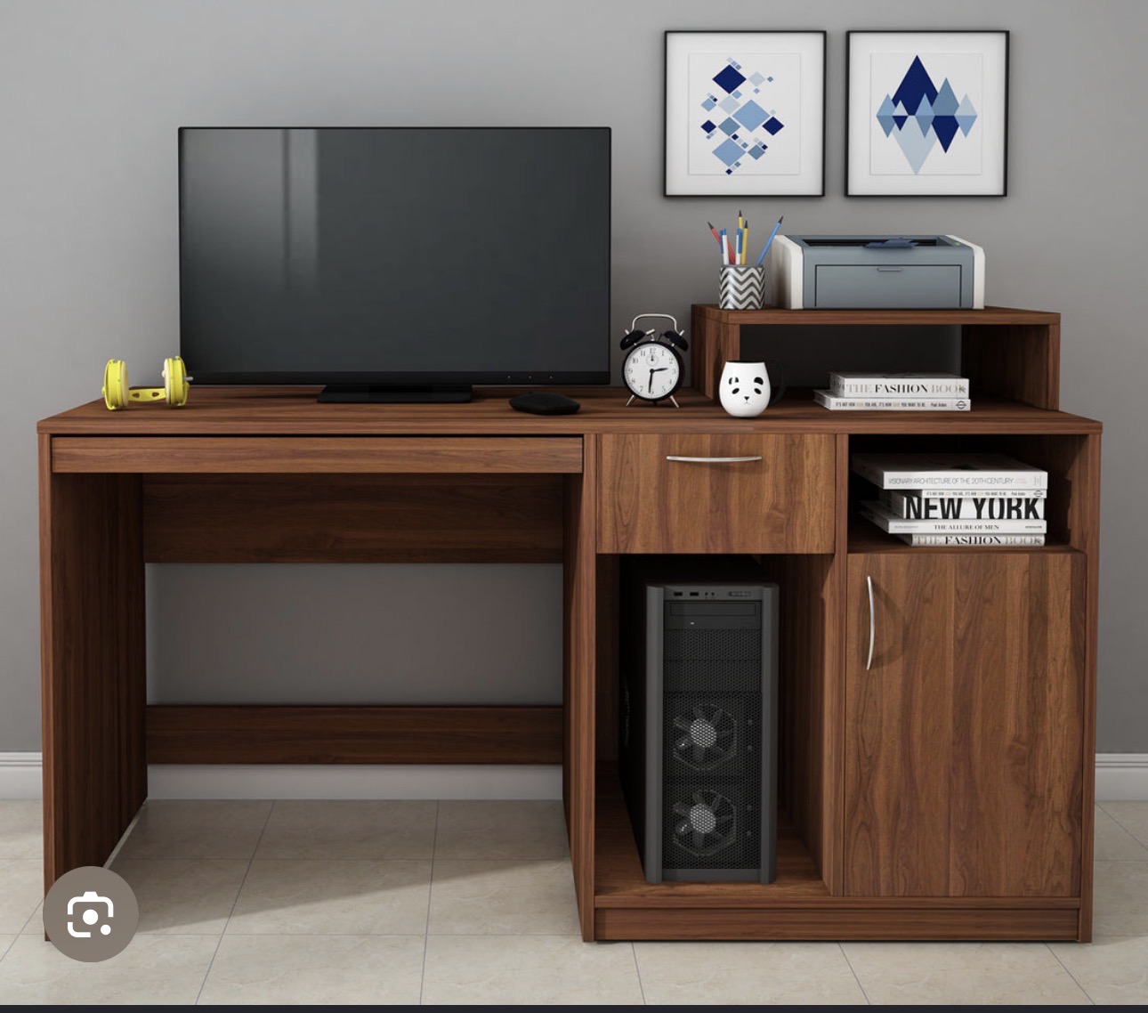 Walnut Storage Computer Table