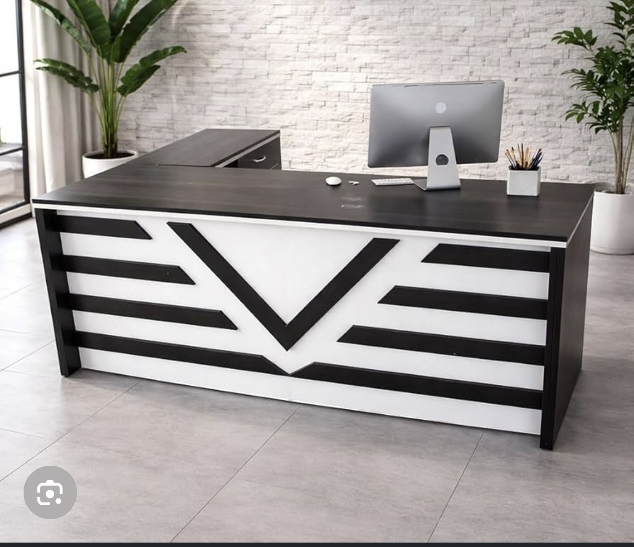 Black and White Reception Office Table